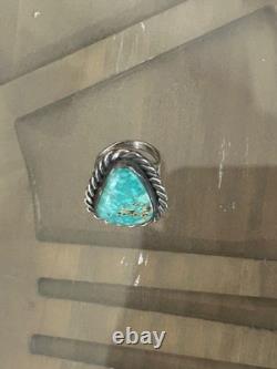 Vtg Signed WB Navajo GreenBlue Turquoise Sterling Silver Ring Size 5.25 10.18g