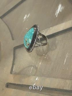 Vtg Signed WB Navajo GreenBlue Turquoise Sterling Silver Ring Size 5.25 10.18g