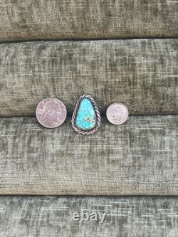Vtg Signed WB Navajo GreenBlue Turquoise Sterling Silver Ring Size 5.25 10.18g