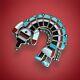 Vtg Signed Zuni turquoise Rainbow Man Dancer Brooch Native American Pendant J+M