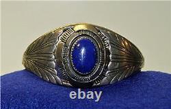 Vtg. Silver and Lapis Stone Navaho Jewelry Kee Cuff Bracelet Free Shipping US