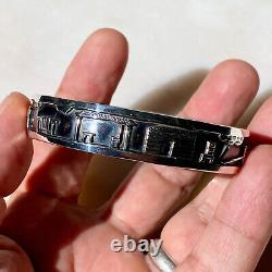 Vtg Southwest Roland Begay Navajo Sterling Silver Storyteller Bangle Bracelet