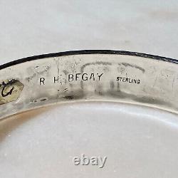 Vtg Southwest Roland Begay Navajo Sterling Silver Storyteller Bangle Bracelet