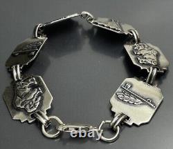 Vtg Sterling Silver 925 Native American Indian Figural Ethnic Link Bracelet 7.5