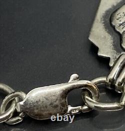 Vtg Sterling Silver 925 Native American Indian Figural Ethnic Link Bracelet 7.5