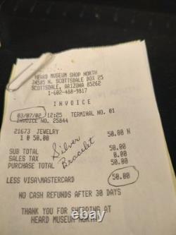 Vtg Sterling Silver Bangle Signed T Heard Museum Native American Bracelet 32 G