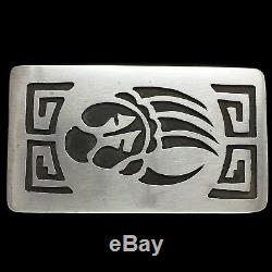 Vtg Sterling Silver Hopi Bear Paw Claw Native American Indian Tribal Belt Buckle