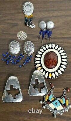 Vtg Sterling Silver Mixed Native American Indian Jewelry Lot