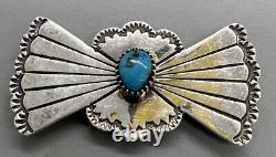 Vtg Sterling Silver Turquoise Bow Tie Brooch