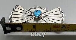 Vtg Sterling Silver Turquoise Bow Tie Brooch