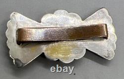 Vtg Sterling Silver Turquoise Bow Tie Brooch