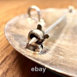 Vtg Sterling Silver Zuni Sunface Spiny Oyster Inlay Brooch/Pendant Earrings Set