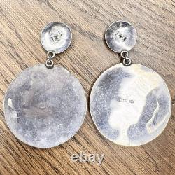 Vtg Sterling Silver Zuni Sunface Spiny Oyster Inlay Brooch/Pendant Earrings Set