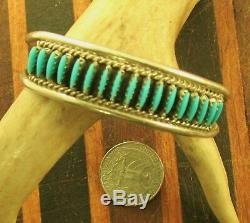 Vtg Sw Zuni Inlay Petit Point Turquoise Cuff Sterlin R F -new Price