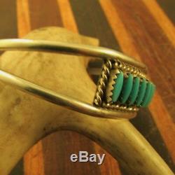 Vtg Sw Zuni Inlay Petit Point Turquoise Cuff Sterlin R F -new Price