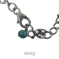 Vtg Turquoise Nugget Southwestern Navajo Statement Necklace Sterling Silver 18