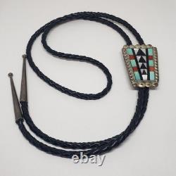 Vtg Zuni Nm Bolo Tie Signed Zeno & Maryann Edaikie Zme Sterling Silver