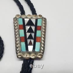Vtg Zuni Nm Bolo Tie Signed Zeno & Maryann Edaikie Zme Sterling Silver