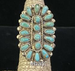 Vtg Zuni Signed VMB Valentino & Matilda Banteah Large Petitpoint Turquoise Ring