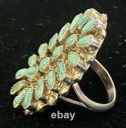 Vtg Zuni Signed VMB Valentino & Matilda Banteah Large Petitpoint Turquoise Ring