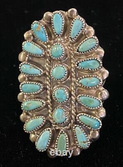 Vtg Zuni Signed VMB Valentino & Matilda Banteah Large Petitpoint Turquoise Ring