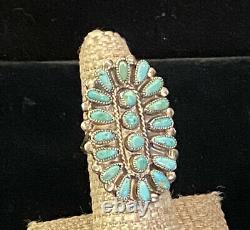 Vtg Zuni Signed VMB Valentino & Matilda Banteah Large Petitpoint Turquoise Ring