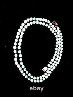 Vtg Zuni Turquoise 65 Bead Necklace, Sterling Silver Clasp 54- Kevin Haloo