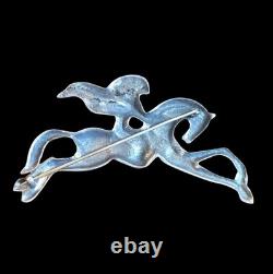 Vtg/antique 900 Sterling Silver Horse And Rider Native American Art Deco C Clasp