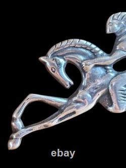 Vtg/antique 900 Sterling Silver Horse And Rider Native American Art Deco C Clasp