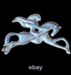 Vtg/antique 900 Sterling Silver Horse And Rider Native American Art Deco C Clasp