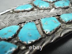 Wayne Cheama Vintage Zuni Blue Gem Turquoise Sterling Silver Buckle