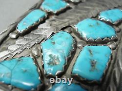 Wayne Cheama Vintage Zuni Blue Gem Turquoise Sterling Silver Buckle