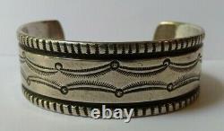 Weighty Vintage 1920's Navajo Indian Ingot Silver Cuff Bracelet