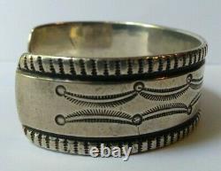 Weighty Vintage 1920's Navajo Indian Ingot Silver Cuff Bracelet