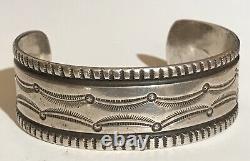 Weighty Vintage 1920's Navajo Indian Ingot Silver Cuff Bracelet