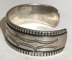 Weighty Vintage 1920's Navajo Indian Ingot Silver Cuff Bracelet