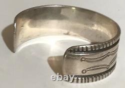 Weighty Vintage 1920's Navajo Indian Ingot Silver Cuff Bracelet