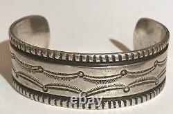 Weighty Vintage 1920's Navajo Indian Ingot Silver Cuff Bracelet