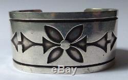 Weighty Vintage Hopi Indian Silver Cuff Bracelet