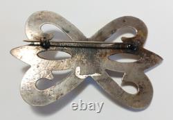 Weighty Vintage Native American Sandcast Silver Turquoise Pin Brooch