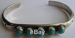 Weighty Vintage Navajo Indian Silver Multi Turquoise Cuff Bracelet