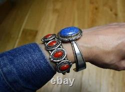 Wesley Craig Native American Navajo Sterling Silver Denim Lapis Cuff Bracelet