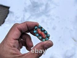 Womens Vintage Navajo Turquoise Cluster Ring Native American Jewelry sz 10.5
