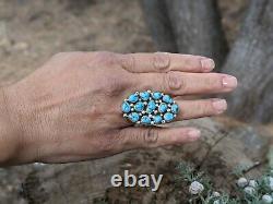 Womens Vintage Navajo Turquoise Cluster Ring Native American Jewelry sz 6.5