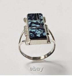 Yazzie Navajo Sterling Turquoise Ring 5.8 Grams Size US 8.5 Vintage