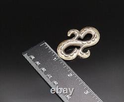 ZUNI NAVAJO 925 Silver Vintage Double Etched Swirls Brooch Pin BP9819