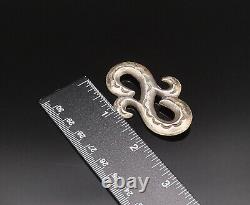 ZUNI NAVAJO 925 Silver Vintage Double Etched Swirls Brooch Pin BP9819