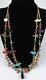 Zuni Fetish Native American Necklace Vintage Animal Carved Stone & Turquoise 24