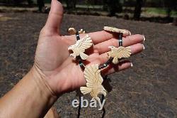 Zuni Fetish Necklace Bald Eagle Native American Jewelry NA Hand Carved Bone