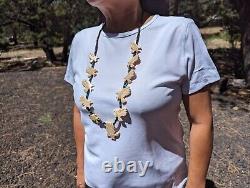 Zuni Fetish Necklace Bald Eagle Native American Jewelry NA Hand Carved Bone